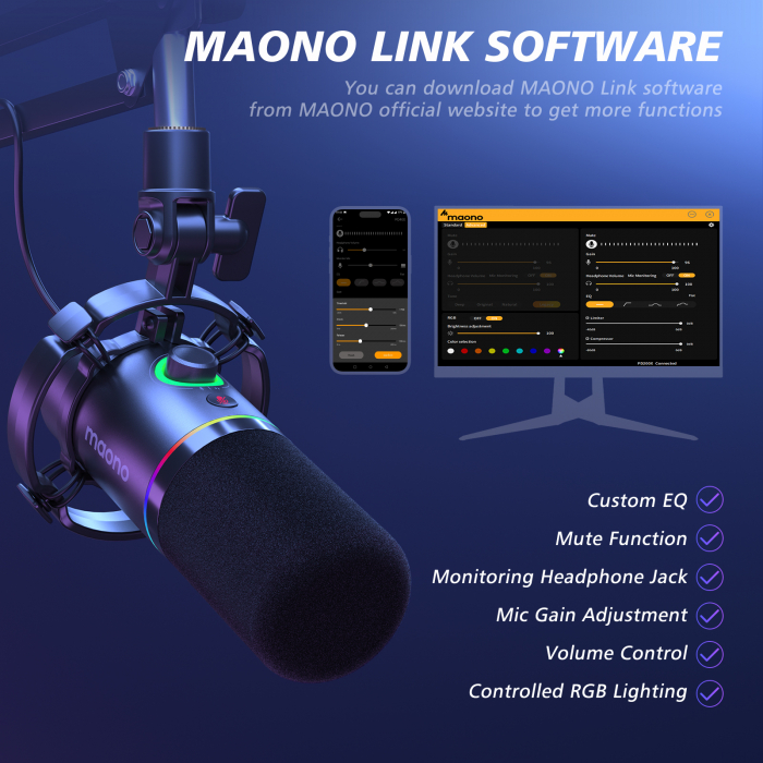 Maono PD200XS USB/XLR set microfon dinamic si brat tip boom [9]