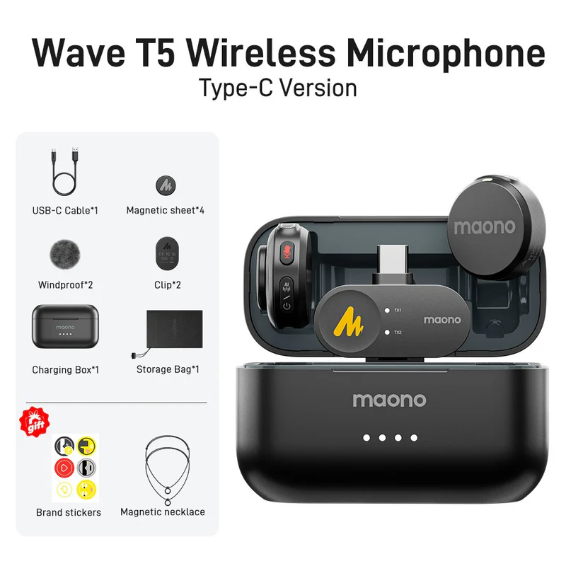 Maono Wave T5 set microfoane wireless tip lavaliara USB C [9]