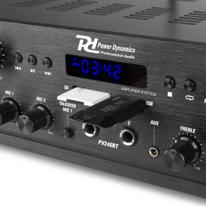 Power Dynamics PV240BT amplificatpr multizonal 4 x 100W cu Bluetooth Radio FM, SD card si USB [2]