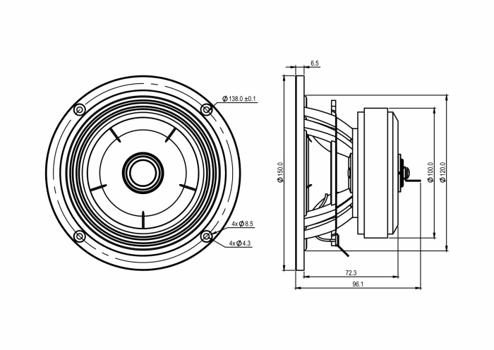 SB Acoustics SB15BAC30-8-COAX difuzor coaxial 5” aluminiu, 8Ω [6]