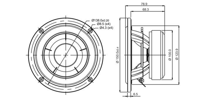 SB Acoustics SB15NBAC30-8 difuzor midwoofer 5” aluminiu, 8Ω [2]
