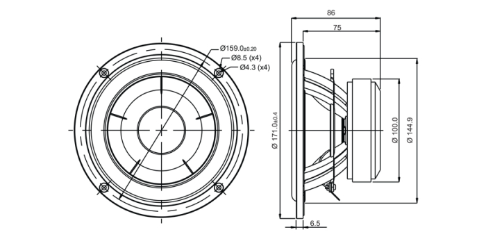 SB Acoustics SB17CAC35-4 difuzor midwoofer 6” ceramic, 4Ω [2]