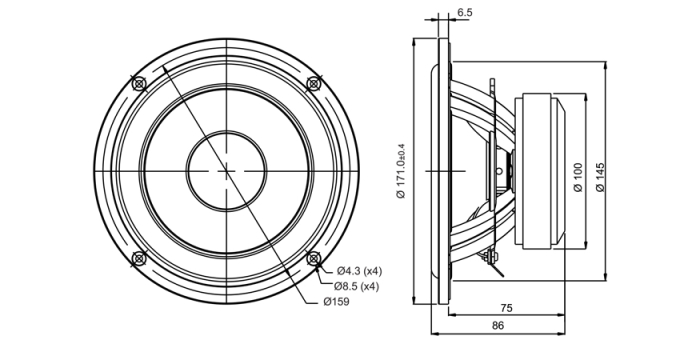 SB Acoustics SB17CRC35-8 difuzor midwoofer 6” carbon, 8Ω [2]