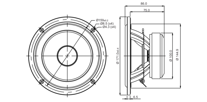 SB Acoustics SB17MFC35-8 difuzor midwoofer 6” polipropilenă, 8Ω [2]