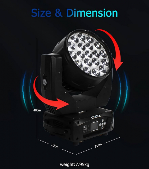 SHEHDS LED moving head wash 19x15W RGBW [4]