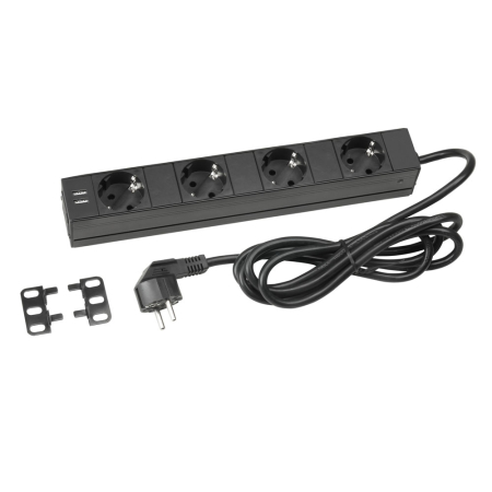 Cablu curent - Adam Hall 87470 USB distribuitor alimentare 4 Schuko + 2 USB-A, 16A, 2m