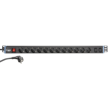 Cablu curent - Adam Hall PDU 14S MOUNT distribuitor alimentare 1U, 12 Schuko + 2 IEC C13, 16A