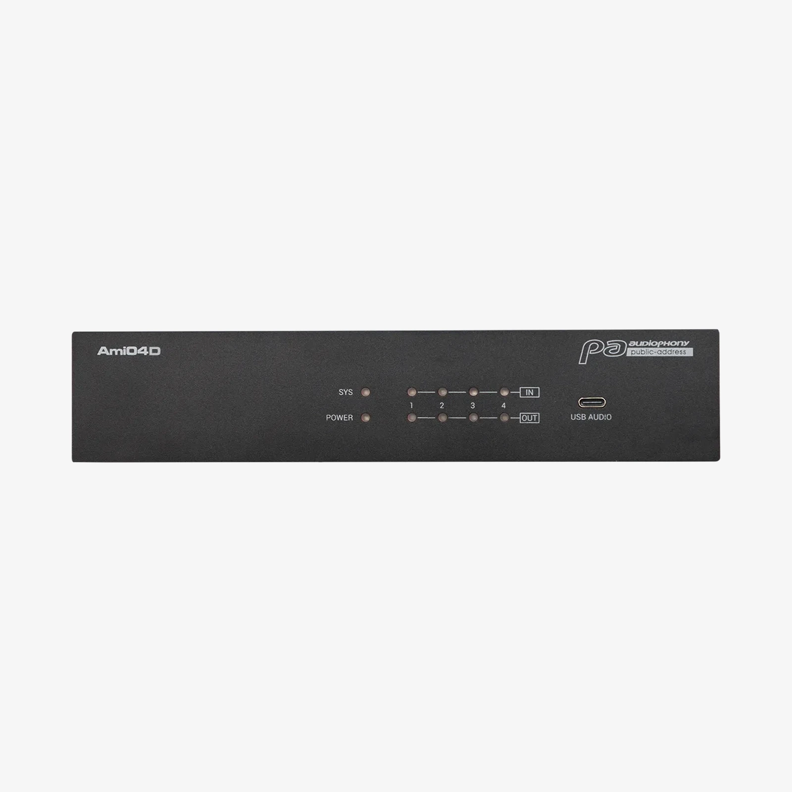 Amplificatoare/Procesoare Digitale - Audiophony Ami04D matrice audio 4x4 DSP cu Dante/AES67, PoE, USB, Half-Rack 1U