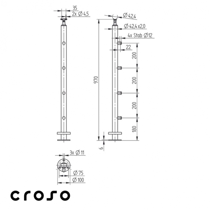 4 Traversen / Aufgesetzt / 970 mm [2]
