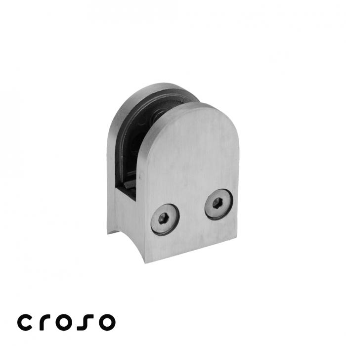Clema sticla, semirotunda, 43x64mm, pt 12,76 mm  Material Cleme Sticla AISI 304 Finisaj Satinat Montant [mm] 42.4 Sticla [mm] 12,76 Pozitionare sticla *** [1]
