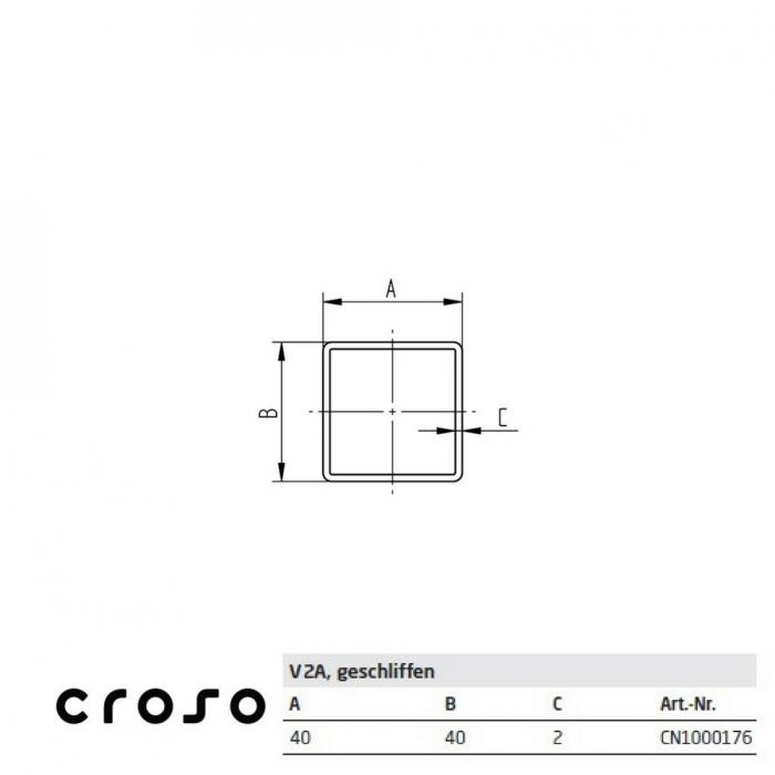 Négyzetes inox cső 40×40×2 mm × 6000 mm CN1000176 satírozott [3]