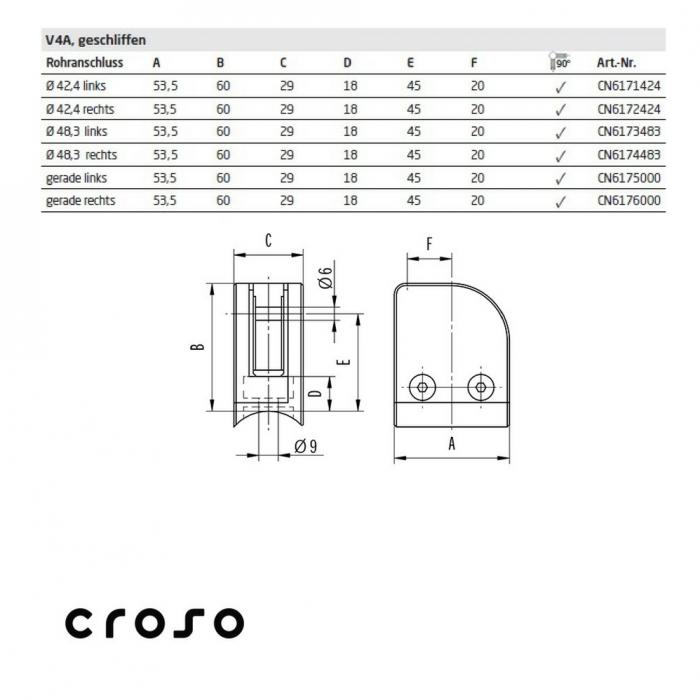 Sarok üvegrögzítő 53 x 60 mm ( max 10,38 mm ) Anyag KO35 Felület Csiszolt Oszlop [mm] 42.4 üveg [mm] 6 - 10,38 Elhelyezés bal [2]