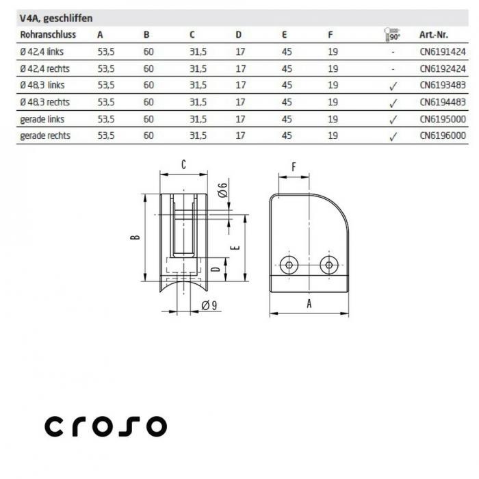 Sarok üvegrögzítő 53 x 60 mm ( max 12,76 mm ) Anyag KO35 Felület Csiszolt Oszlop [mm] 42.4 üveg [mm] 10,76 - 12,76 Elhelyezés bal [2]