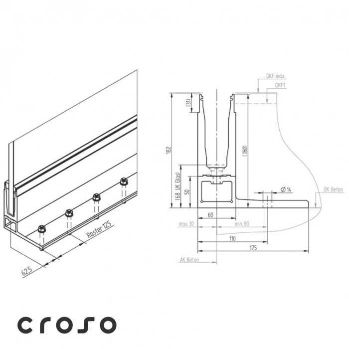 croso 2.0 / F h set 6 Oberfläche roh Glas [mm] 16,76 - 17,52 [2]