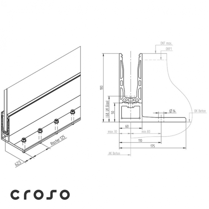 croso 2.0 light / F h set 6 finisaj profile natur Sticla [mm] profile 16,76 - 17,52 [2]
