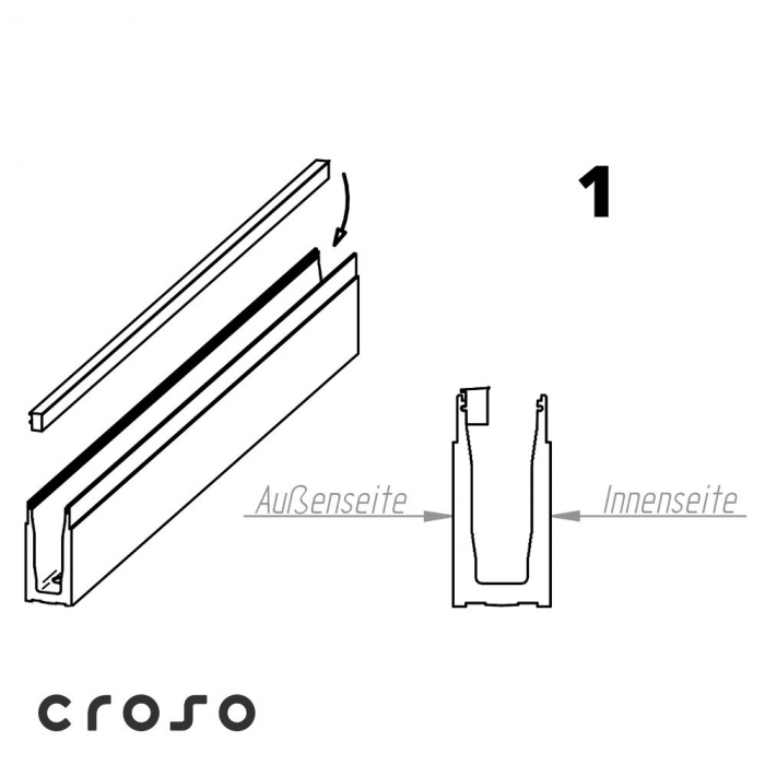 croso 2.0 light / U set 1 obrada površina sirov staklo [mm] 16,76 - 17,52 [3]