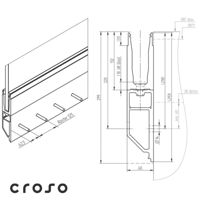 croso 2.0 / Y set 8 finisaj profile natur Sticla [mm] profile 16,76 - 17,52 [2]