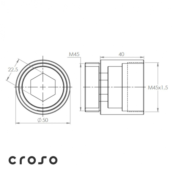 rozpera Vzdialenosť [mm] 40 Materiál AISI 304 Povrch Lesk [2]