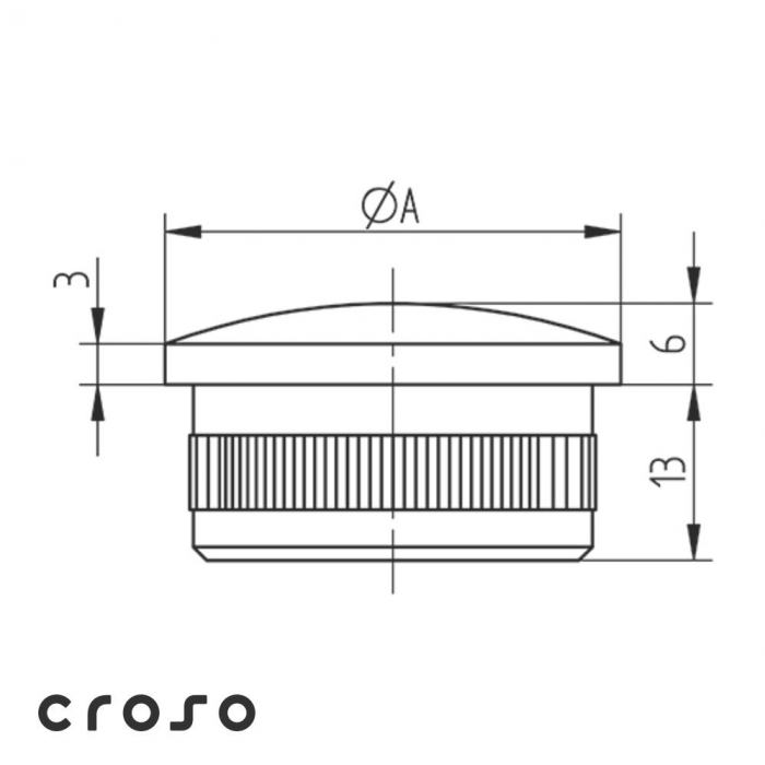 dop bombat Ø33,7-48,3 x 2 Material AISI 316 Finisaj Satinat Ø A [mm] 42,4 x 2,0 [2]