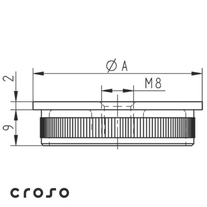 lapos végzáró M8 Ø33,7-48,3 x 2,0 Anyag KO33 Felület Csiszolt Ø A [mm] 42,4 x 2,0 [2]