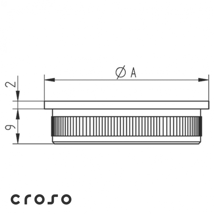 Flache Kappe Ø33,7-48,3 x 2,0 Material V2A Oberfläche Geschliffen Ø A [mm] 42,4 x 2,0 [2]