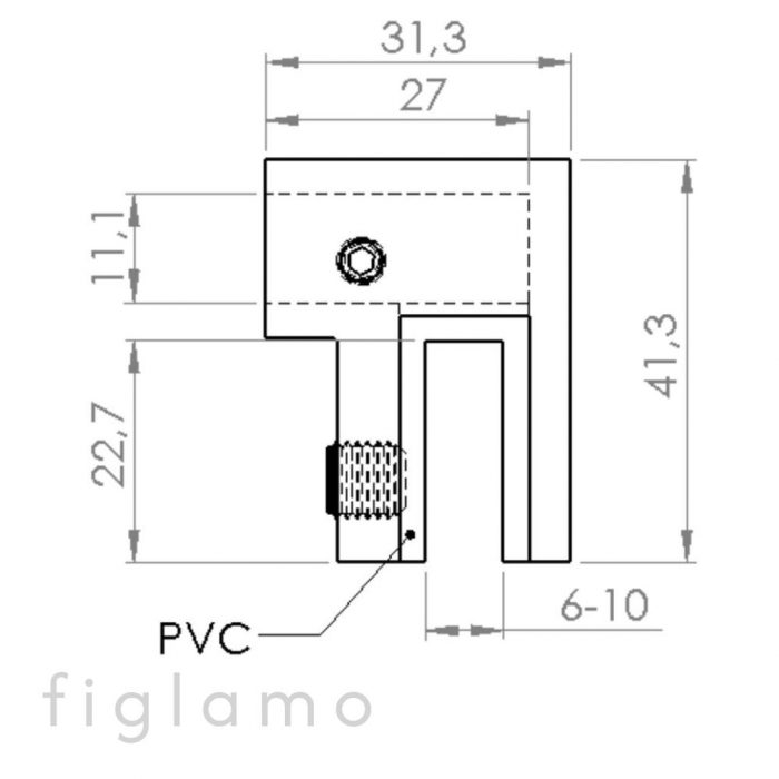fixare sticla pt. 30x10 Finisaj negru mat Material AISI 304 Sticla [mm] 6 - 10 [2]