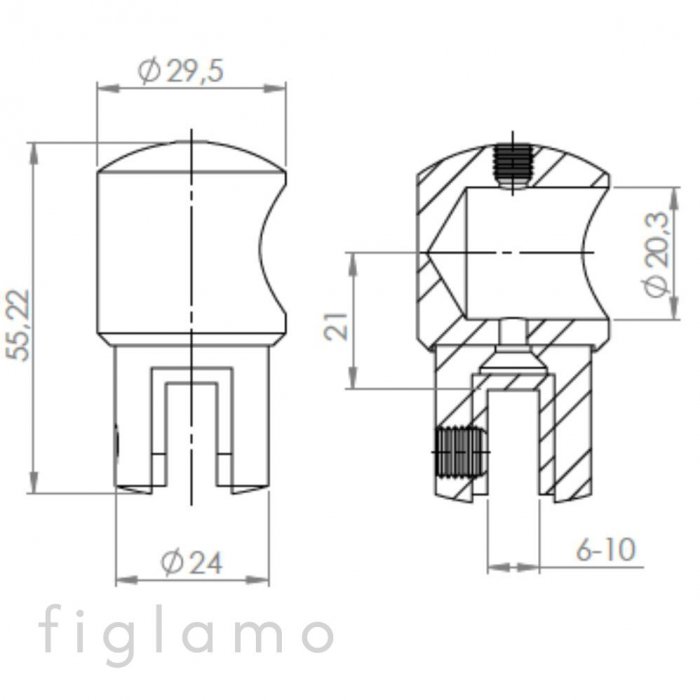 glasefestigung für Ø 19 Oberfläche Hocjglanzpoliert Material Messing Glas [mm] 6 - 10 [2]