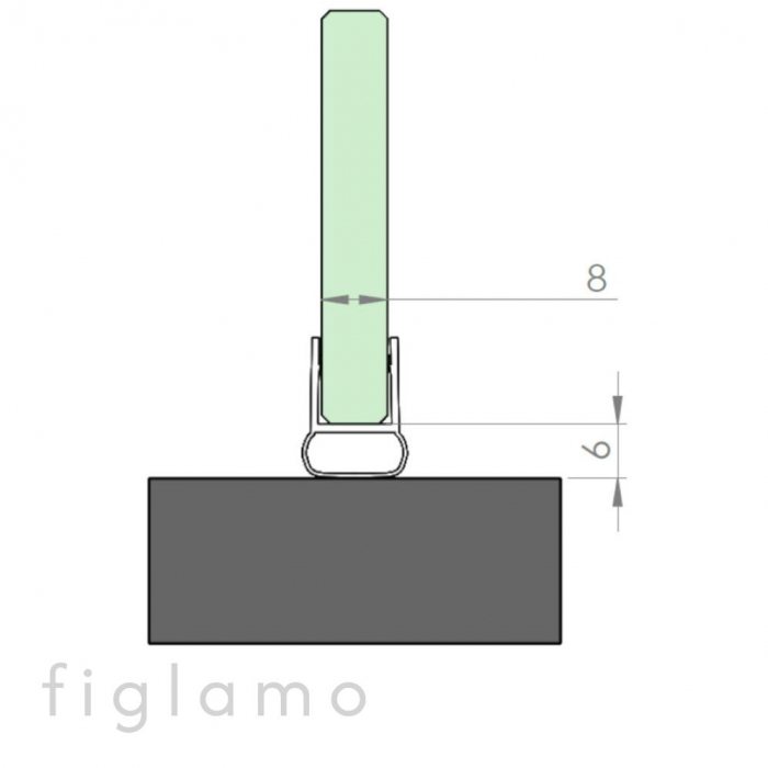vertikales Türdichtband transp/schwarz Oberfläche transparent Material PVC Glas [mm] 8,00 [4]