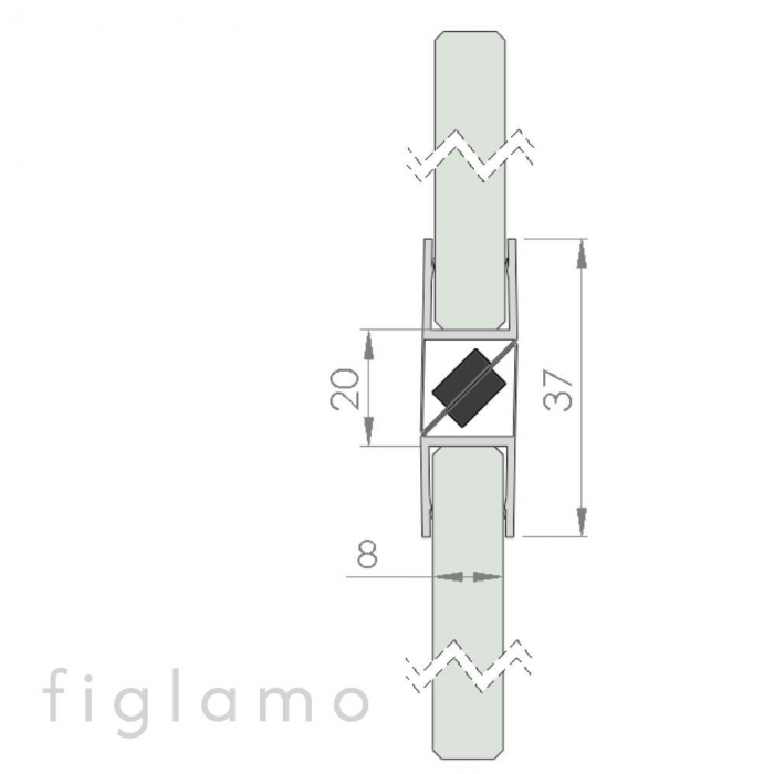 mágneses tömítő 90/180° átlátszó/fekete Felület fekete Anyag PVC üveg [mm] 8,00 [5]