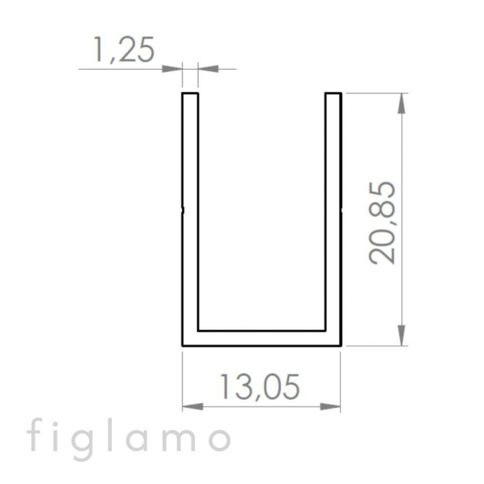 U deliaci profil 21x13 mm Materiál Aluminiu Povrch bronzovo-zlatá satén [2]