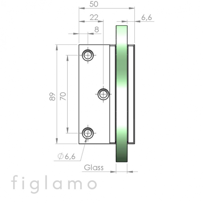 glas-wand 180° Oberfläche goldener Satin Material V2A Glas [mm] 8 - 10 [3]
