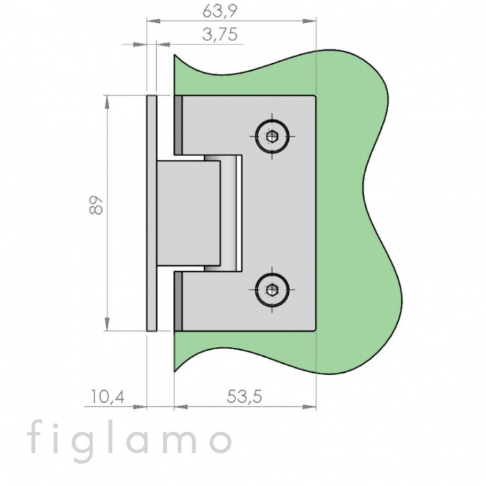 glas-wand 180° Oberfläche goldener Satin Material V2A Glas [mm] 8 - 10 [2]