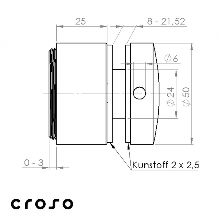 VARIO 2-D álitható pontrögzíto, M10 menetes szárhoz Távolság [mm] 25-28 Anyag KO33 Felület Csiszolt [3]