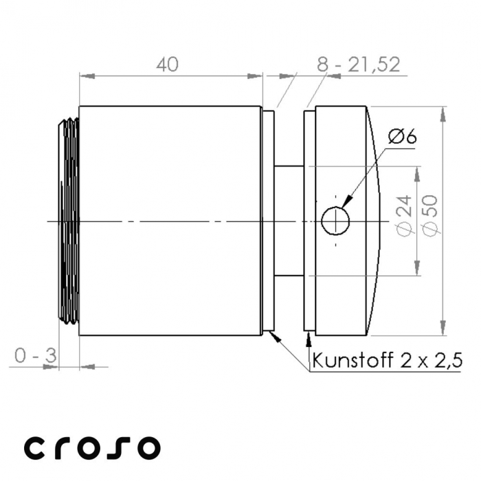 VARIO 2-D prilagodljiv navojna šipka M10 Udaljenost [mm] 40-43 Materijal AISI 304 Površinski Učinak Od Nehrđajućeg čelika [3]