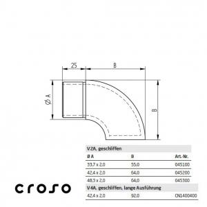 Endstück, für O42,4x2,0mm Material V4A Rohrdurchmesser [mm] 42,4 X 2 Oberfläche Hocjglanzpoliert [1]