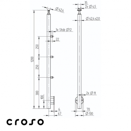 3 Traversen / Vorgesetzt / 1200 mm [1]