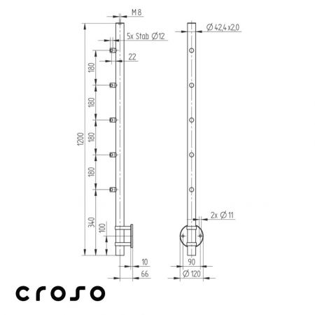 5 Traversen / Vorgesetzt / 1200 mm [1]