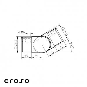 Csuklós idom felfelé Anyag KO35 Cső külső mérete [mm] 40 X 40 Felület Csiszolt [1]