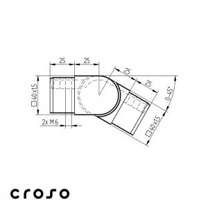 Csuklós idom lefelé Anyag KO35 Cső külső mérete [mm] 40 X 40 Felület Csiszolt [1]