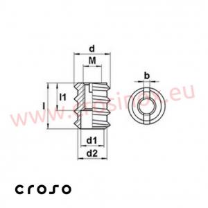 Bucsa M8, 16x23mm  Material Otel Zincat Filet M8 [1]