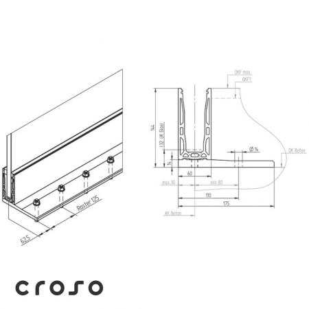 croso 2.0 light / F szett 5 felületkezelés natur üveg [mm] 16,76 - 17,52 [1]