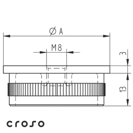 ravna točka M8 Ø42,4 x 2,0-2,6 Ø A [mm] 42,4 x 2,0 Materijal AISI 316 Površinski Učinak Od Nehrđajućeg čelika [1]