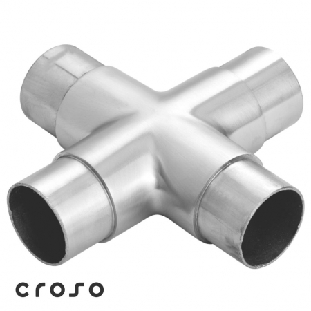 za okruglu cijev - Križni spoj inox CN4550100 Ø 33,7×2,0 mm satin