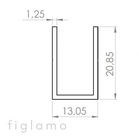 U deliaci profil 21x13 mm Materiál Aluminiu Povrch Brus [1]
