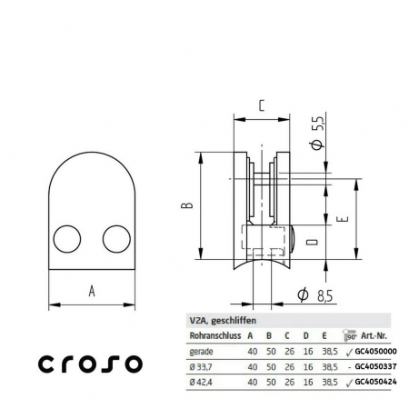 D 40x50 Rúrka [mm] 33.7 Povrch Lesk Sklo [mm] 6 - 10,76 [1]