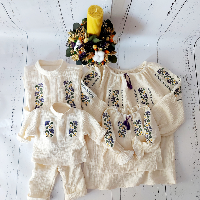 Costumas traditional pentru băieți - muselina -Iris [5]
