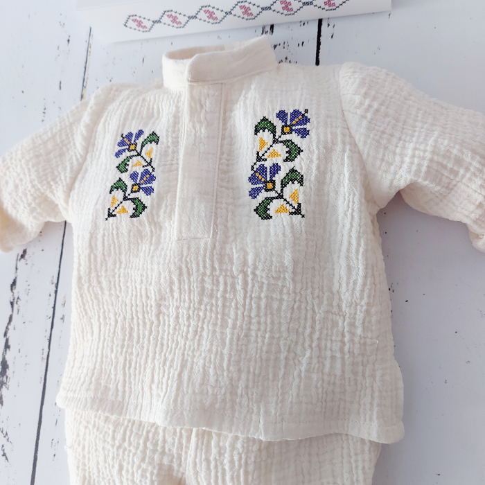 Costumas traditional pentru băieți - muselina -Iris [4]