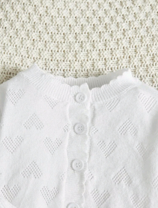Cardigan alb pentru fetite - Mini Hearts [2]
