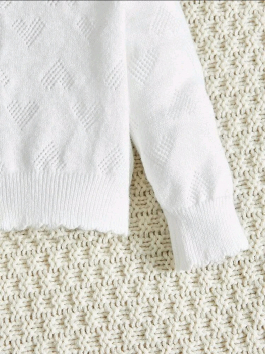 Cardigan alb pentru fetite - Mini Hearts [4]