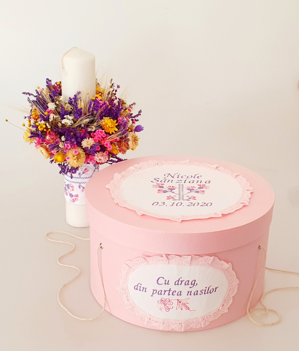 Cutie trusou botez pentru fetite - Garofita [3]